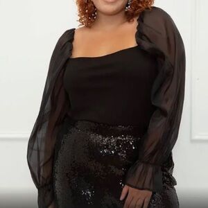 ✨Beautiful Eloquii organza sleeve fashion top 26/28W✨